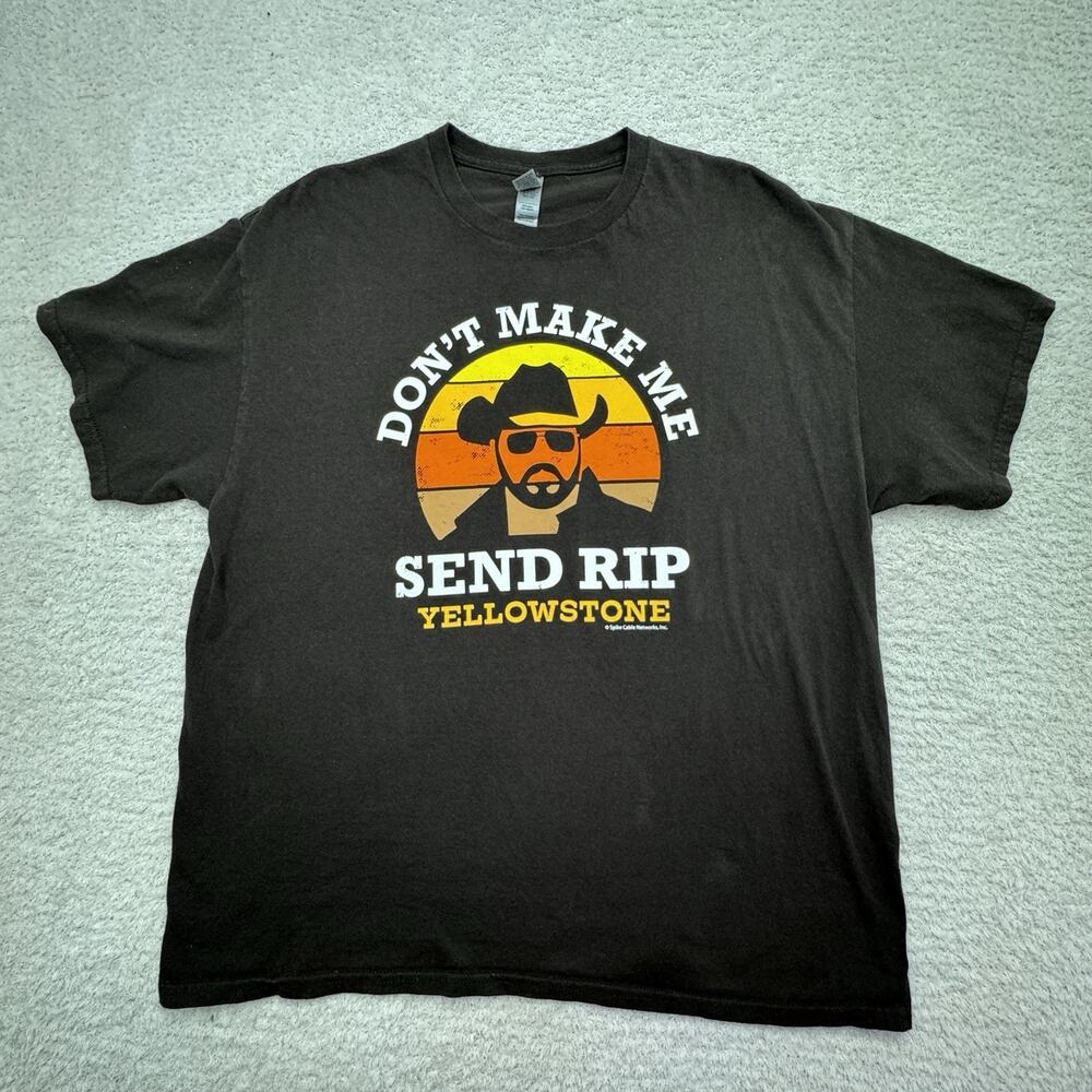 Yellowstone Mens T-Shirt Sz XL Brown "Don't Make Me Send Rip" Dutton Ranch EUC - Picture 2 of 14